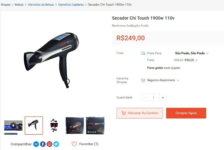 10 Secadores Digitais 1900W CHI USA 127V NOVO - Foto 5