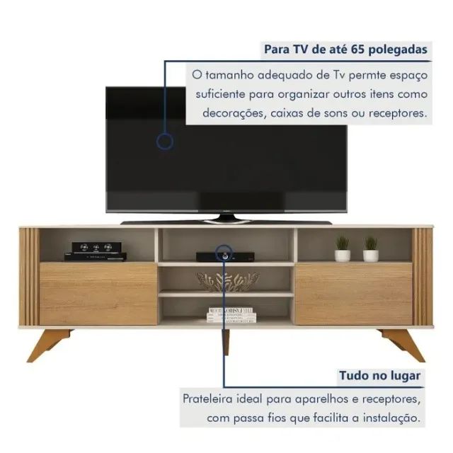 Rack Bancada Pés Madeira P/TVs Até 65 Polegadas 1.80M. Produto Novo Direto de Fábrica. - Foto 5