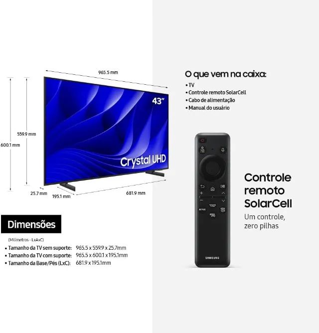 Samsung Smart TV 43" Crystal UHD 4K 43DU8000 Painel Dynamic Crystal Color Gaming Hub - Foto 5