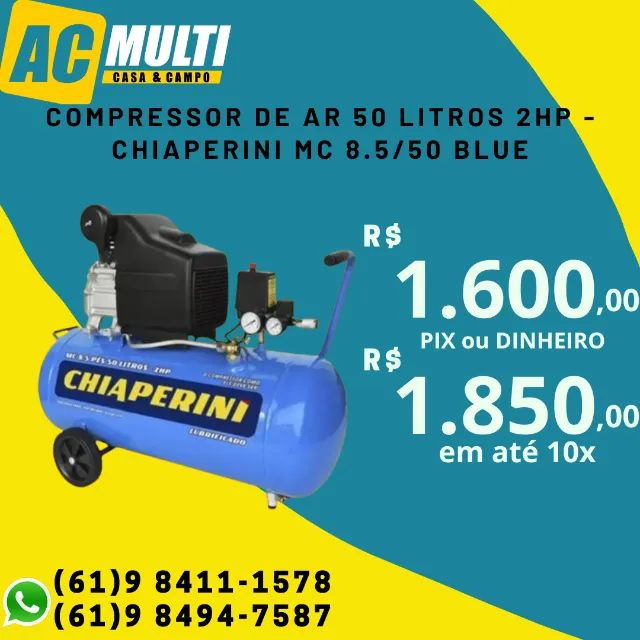 Compressor de ar 50 litros 2HP - Chiaperini MC 8.5/50 blue