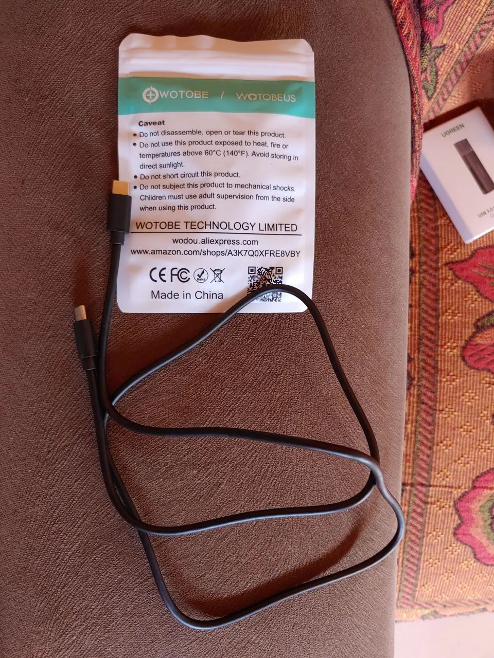 Cabo USB C para USB C 1 metro Wotobe