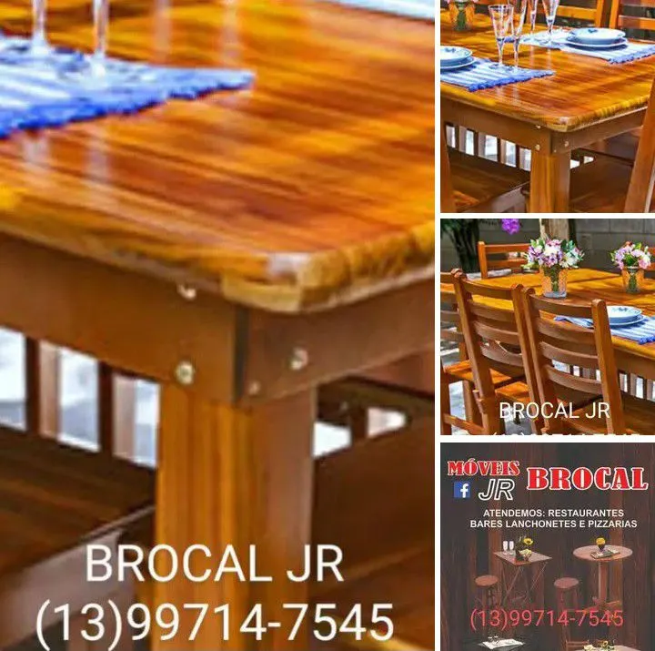 Mesa de Madeira Maciça para Restaurante - Brocal JR