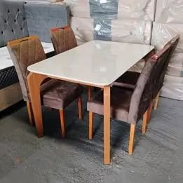  Mesa De Jantar Com 4 Cadeiras De Madeira Maciça - Foto 2