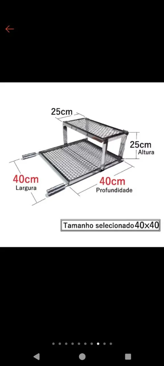 Grade para Churrasco 40x40cm - 2 Andares