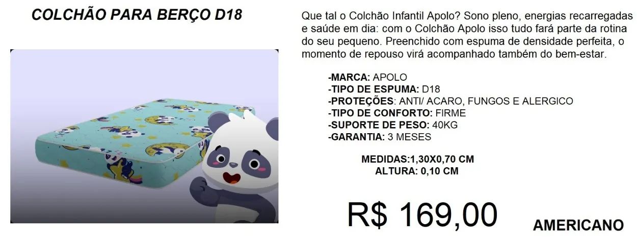 Colchão para berço americano - compre hoje  e receba amanhã