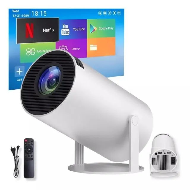 Projetor Portátil Smat 4k Android 11.0 Bluetooth Agold -Loja Coimbra Computadores Entrega - Foto 4