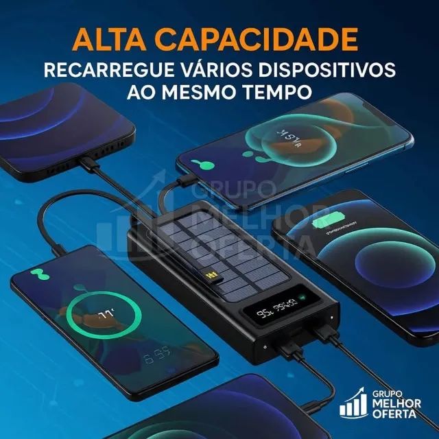 Power bank Solar 20000mAh IT-BLUE Portátil com Carregamento Rápido, - Foto 3