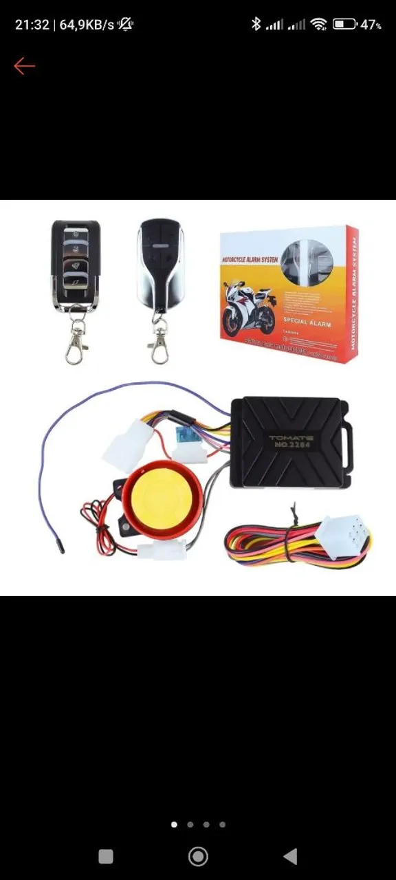 Alarme para moto com controle remoto e sirene