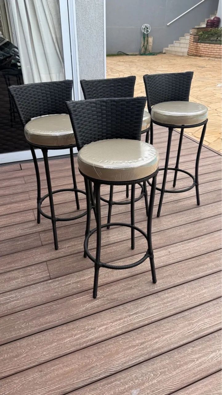 Conjunto de Banquetas de Bar em Rattan  - Foto 3