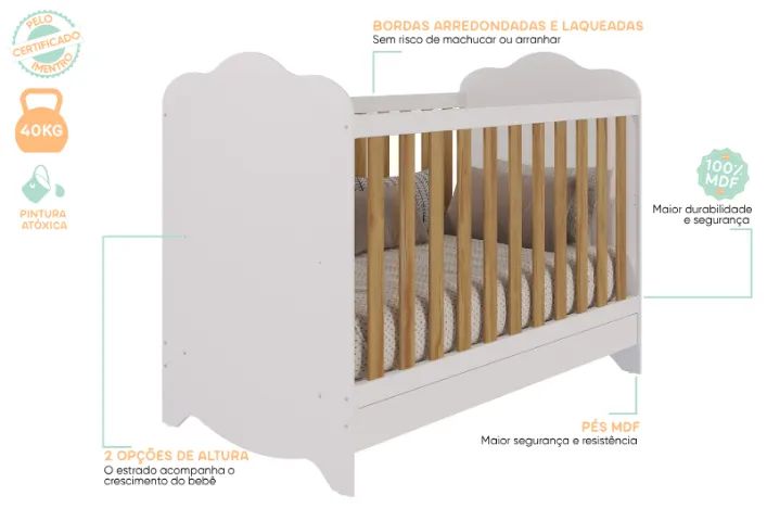 Berço Cama Americano Clara, 100% MDF - Foto 4