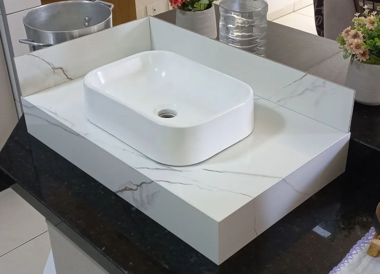 Bancada de porcelanato para pia de banheiro - Foto 2