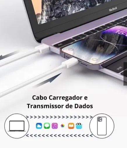Cabo Fast Charge Turbo Usb Iphone 1m Lightning Compatível Branco - Foto 4