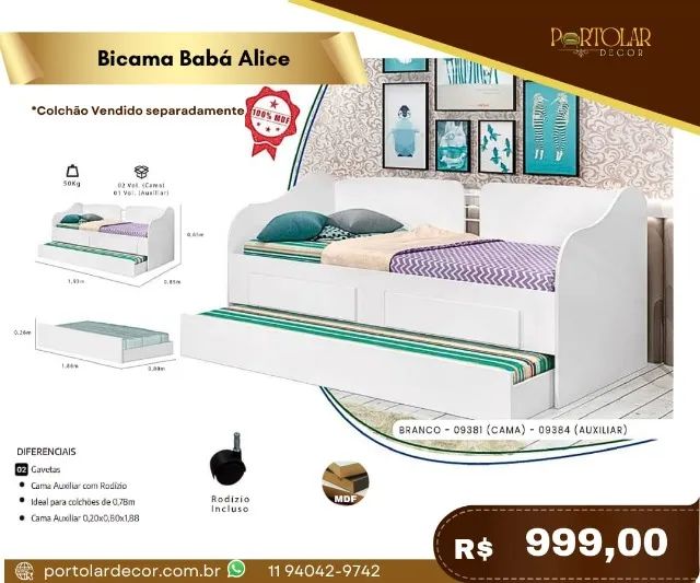 Bicama Babá Alice, a pronta entrega 