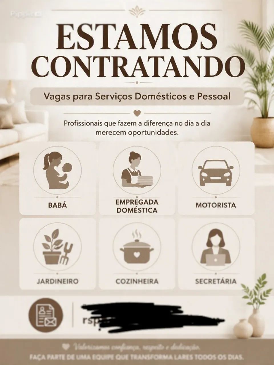 Vaga para trabalho doméstico