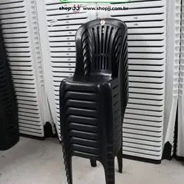 Conjunto de 10 cadeiras pretas de plástico baratas
