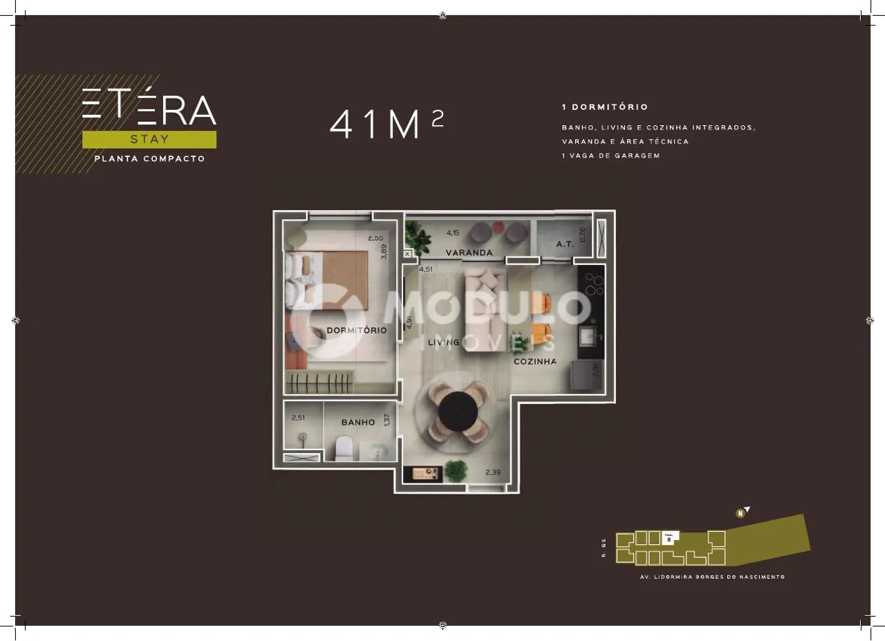 FLAT à venda, 1 quarto, 1 vaga, GAVEA - Uberlândia/MG - Foto 4
