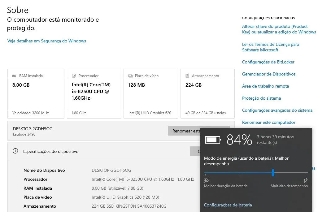 Notebook Dell Core i5-8°Geração, 8GB RAM , SSD Kingston 240GB - Foto 2