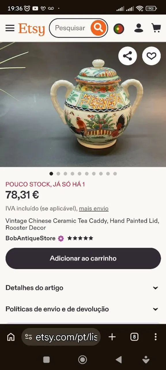 Açucareiro chinês Vintage  - Foto 5