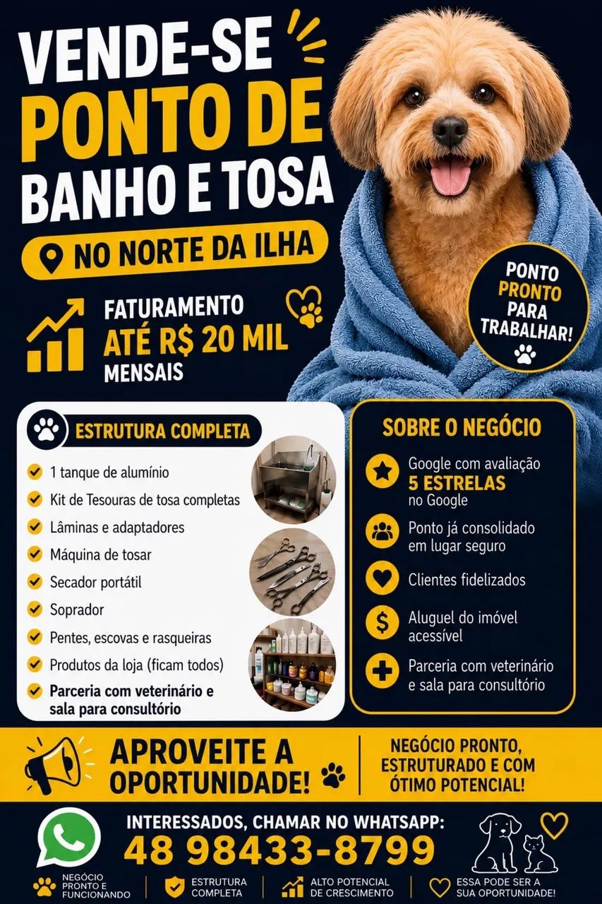 Vendo pet shop funcionando com clientes 