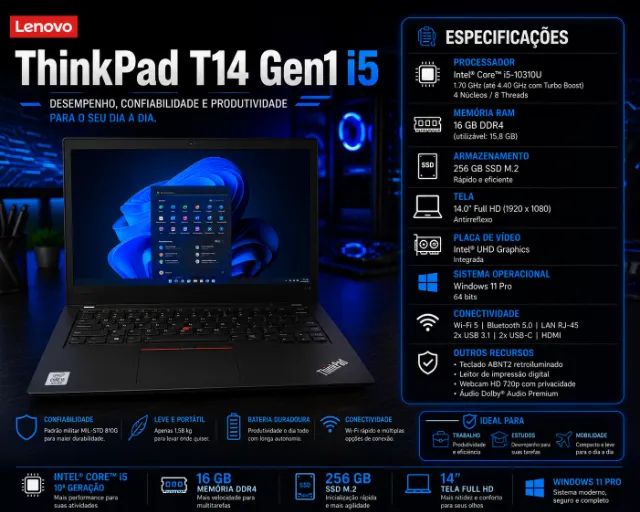 Notebook ThinkPad T14 Gen1 I5 10º Geração