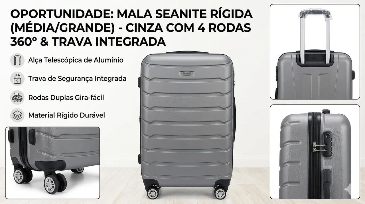 Mala de Viagem Seanite Rígida com 4 Rodas