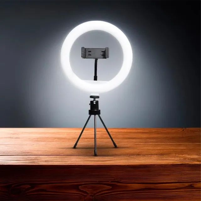 Ring Light Iluminador de LED 8 Polegadas com Tripé de Mesa - Foto 5