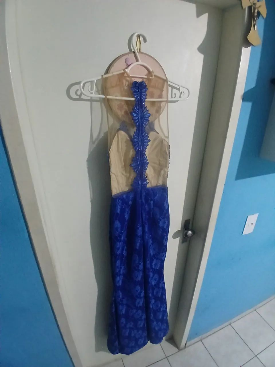 ? Vestido Longo Azul Royal com Renda e Transparência - Elegante e Sofisticado! ? - Foto 2