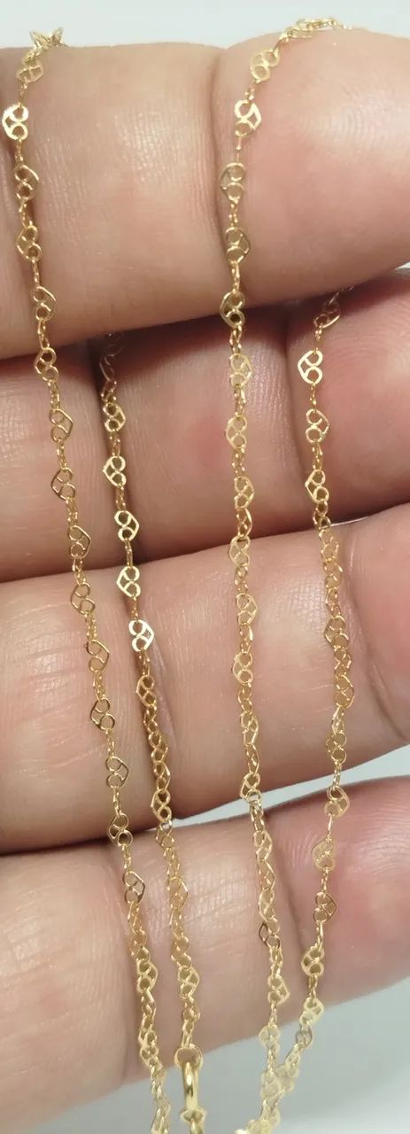 Colar elos coração ouro 18k, 47cm