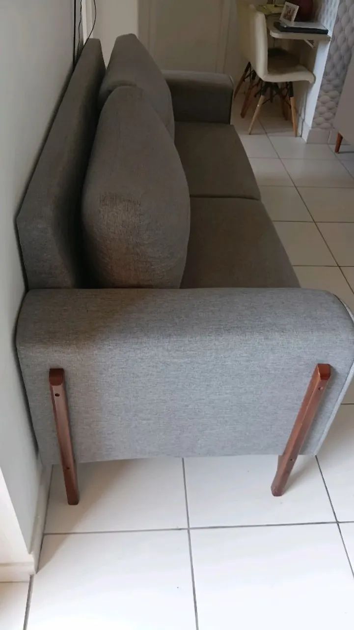 Sofá de 3 lugares de linho cinza - Foto 3