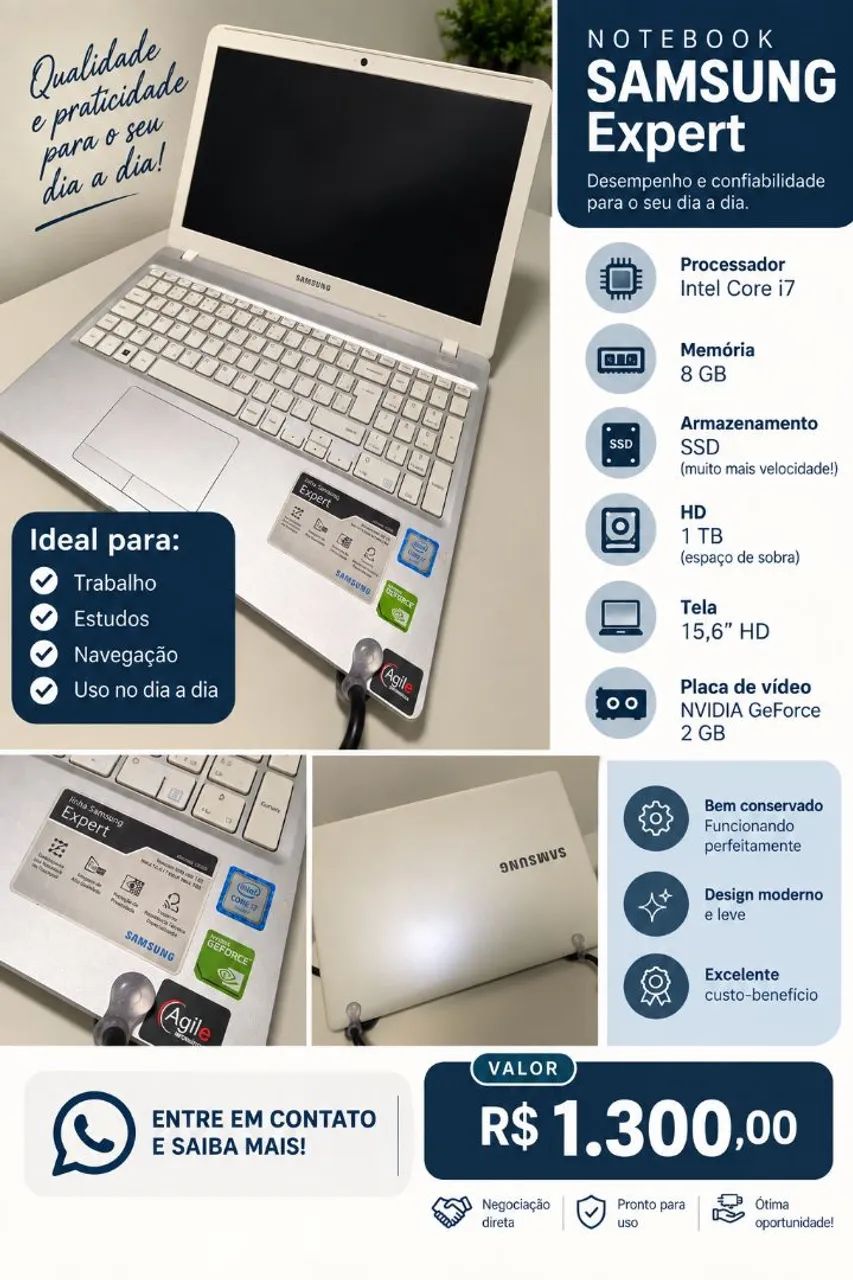 ? NOTEBOOK SAMSUNG EXPERT À VENDA