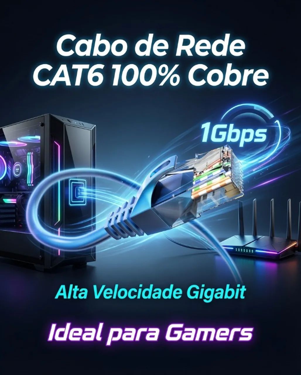 Cabo de rede Cat5e Cat6 Rj45 Internet - Foto 4