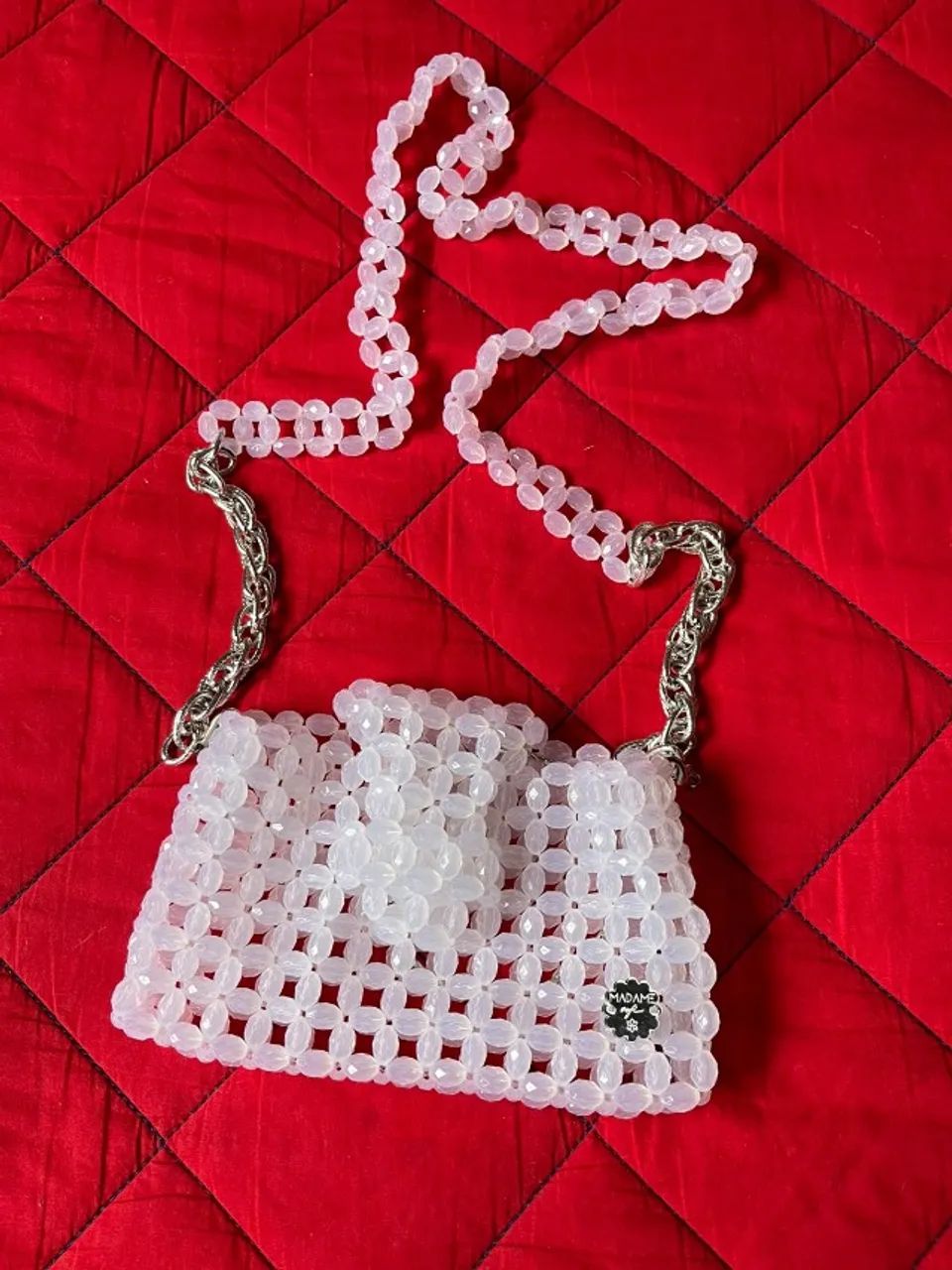 Bolsa clutch de miçangas branca - Foto 2