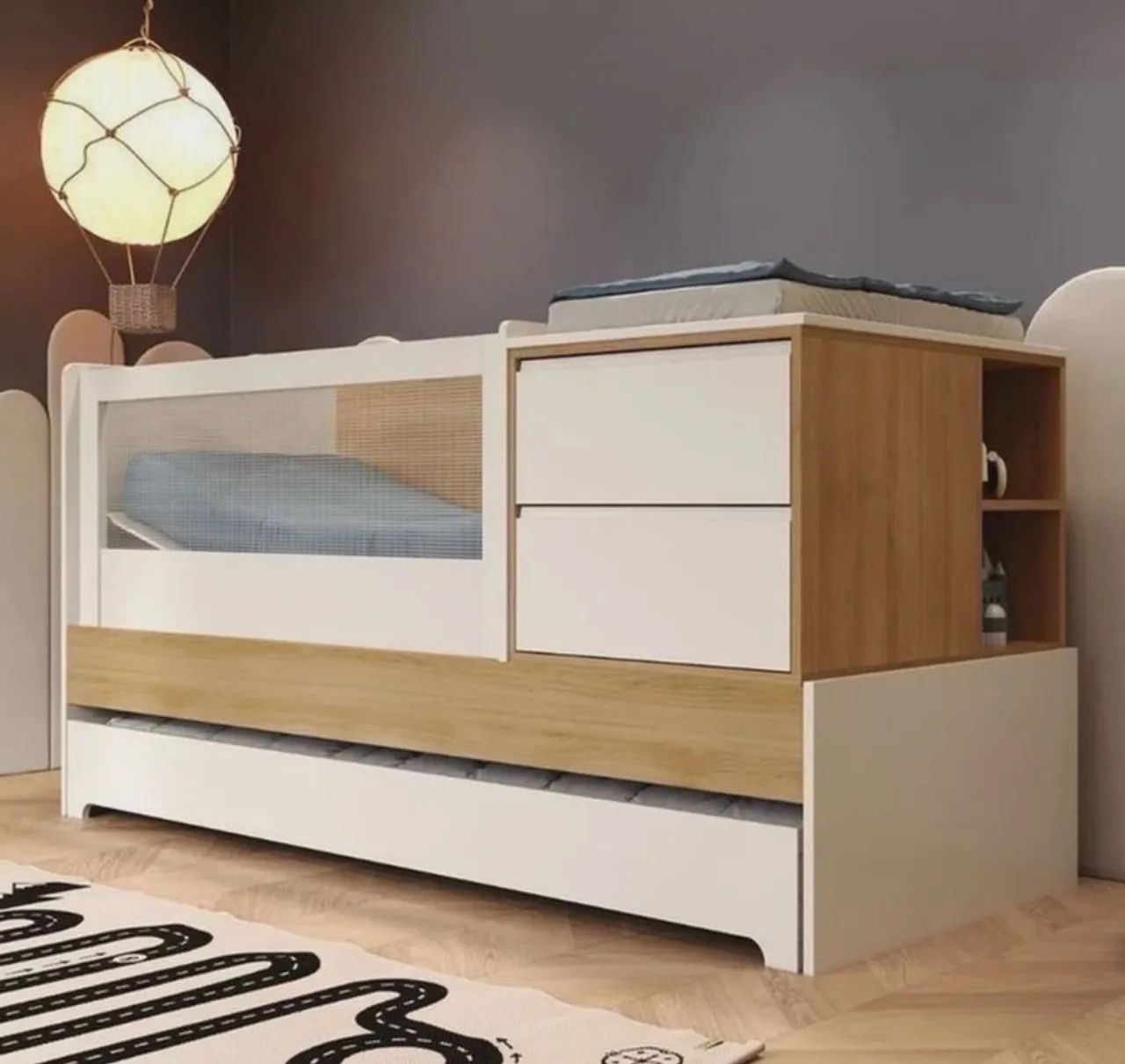 Berço Multifuncional com Cama Auxiliar Sol e Mar com Colchões e Cômoda  - Foto 2