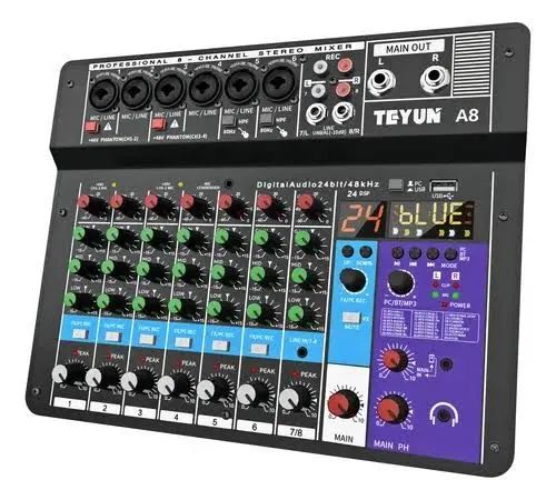 Mesa de som teyun A8 com 8 canais Bluetooth  e USB - Foto 2