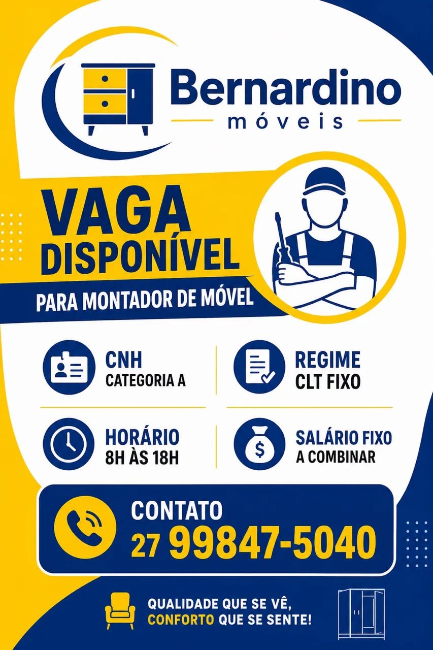 VAGA PRA MONTADOR DE MÓVEIS 