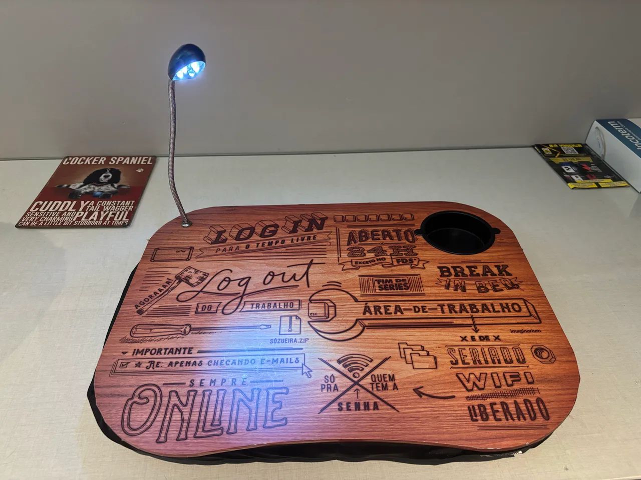 Mesa Portátil para Notebook com LED e porta copos - Foto 2