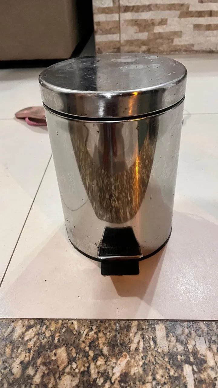 Lixeira Inox com Cesto 5 Litros + Pá de brinde