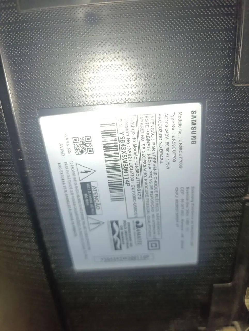 Tv Samsung 58 polegadas quebrado 