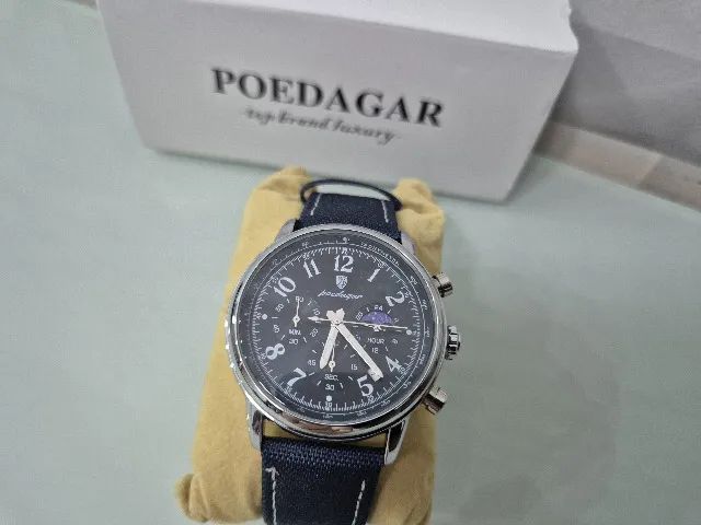Relógio de pulso Poedagar 808 Silver Blue com pulseira em nylon - Foto 4