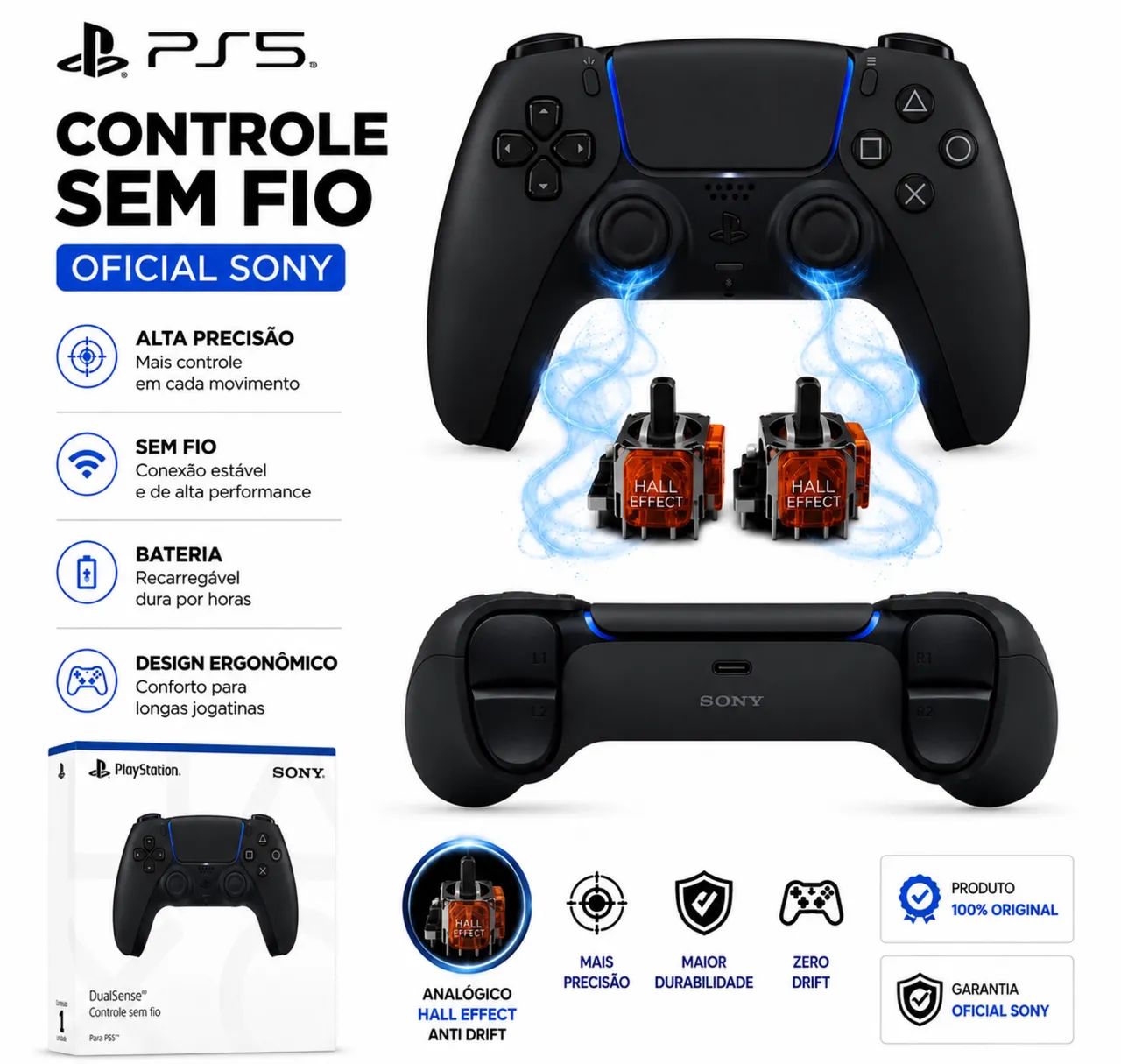 CONTROLE DE PS5 NOVO COM HALL EFFECT - Foto 3