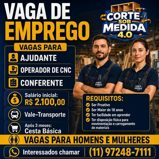 Vaga de Emprego Vila Prudente!
