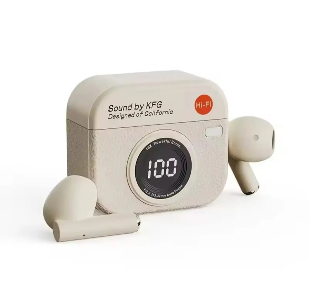 Fone bluetooth temático estilo câmera retrô 