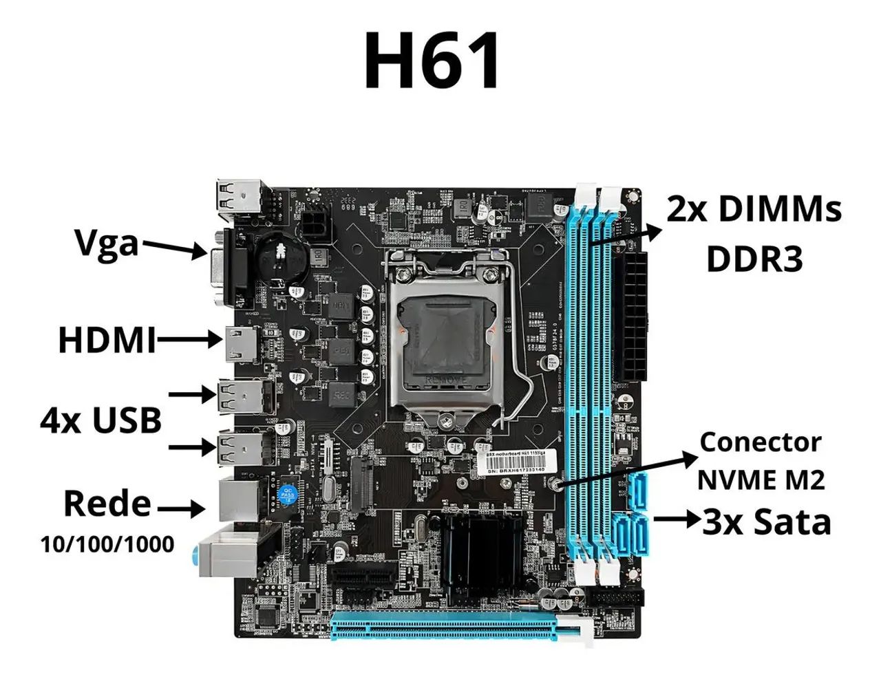 Kit Pl mãe H61 processador I5 2400 memoria 8 Gb ddr3  - Foto 2