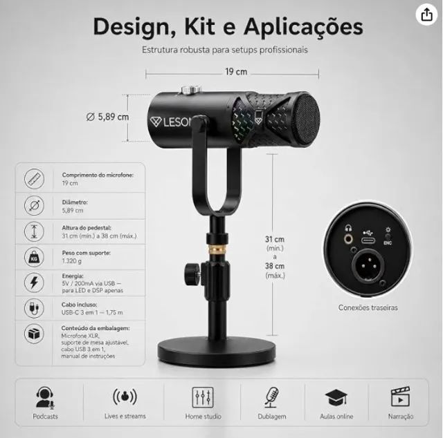 Microfone Dinâmico Leson LX8 - Foto 4