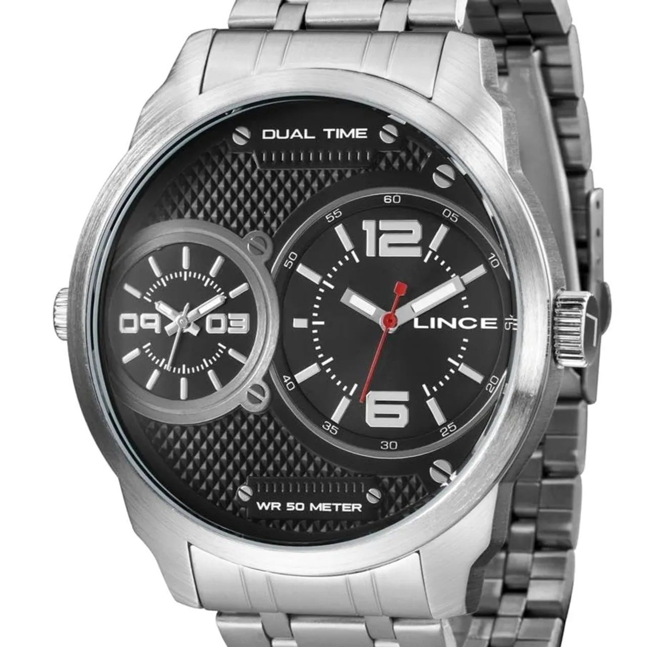 PROMO Relógio Lince Dual Time Aço