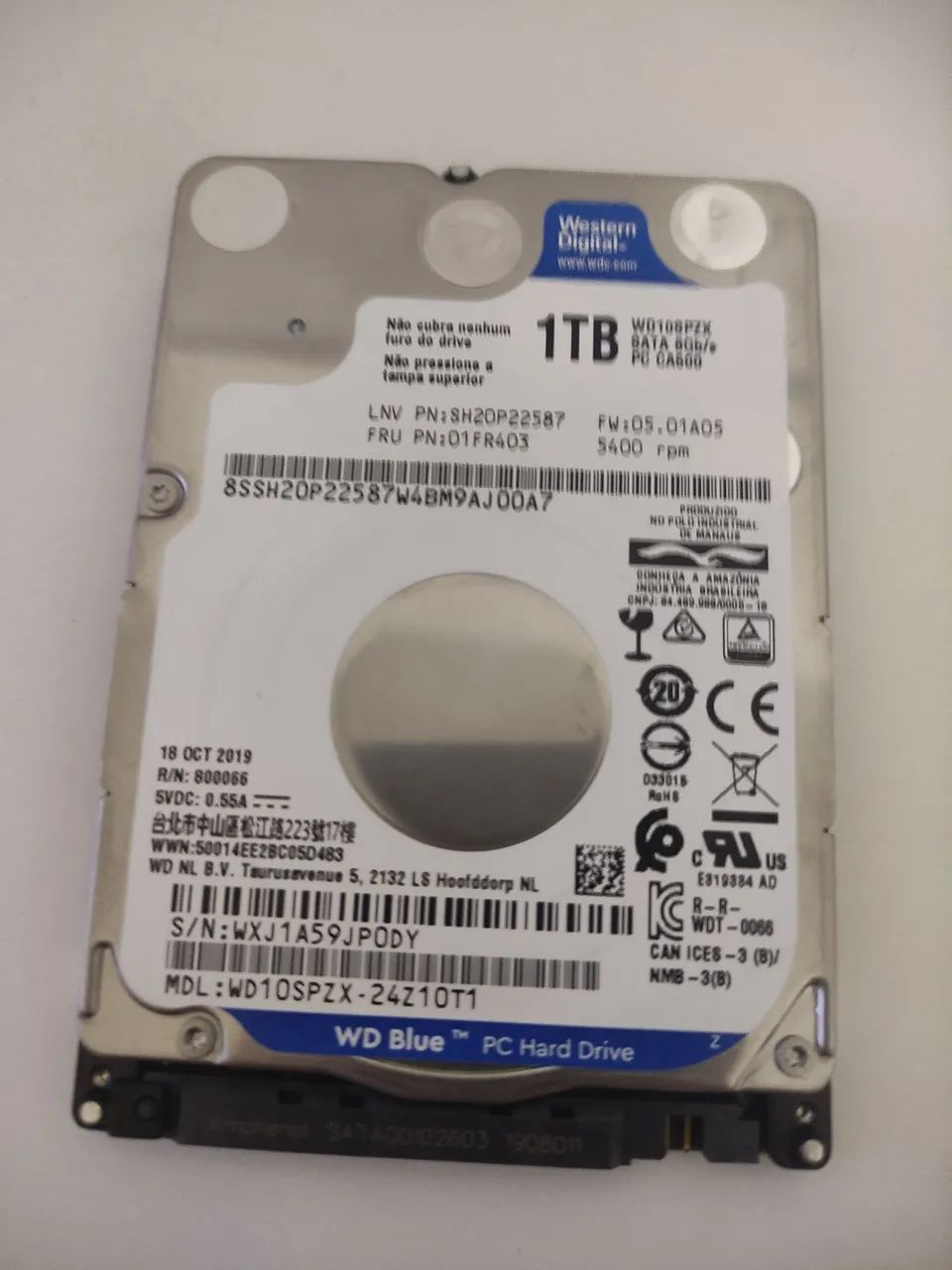 HD de notebook slim 1 tb sata 100% saudável 