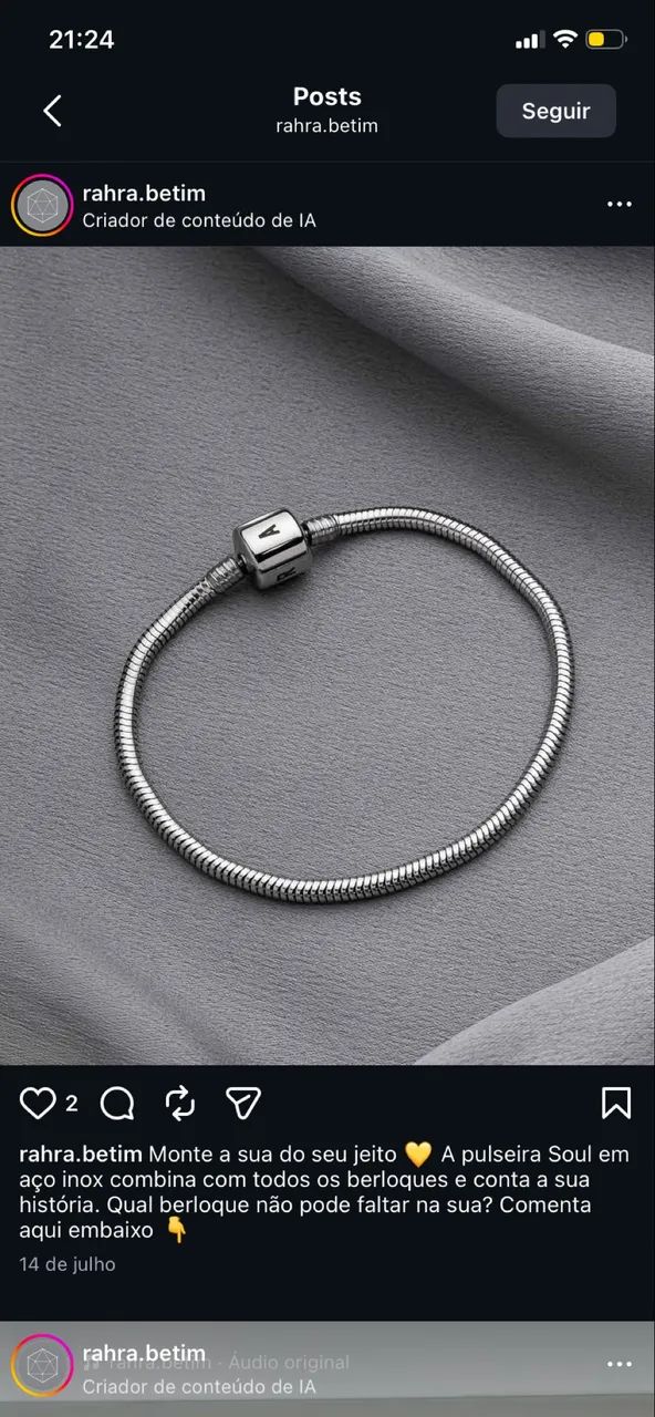 Pulseira Berloques  - Marca RAHRA 
