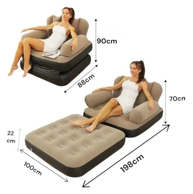 Sofa Cama Inflavel 5 Em 1 Dobravel Poltrona De Luxo Casa - Foto 2