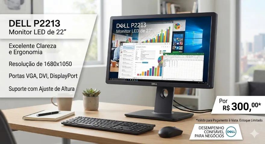 Monitor Dell P2213 (22 polegadas) - Excelente Estado
