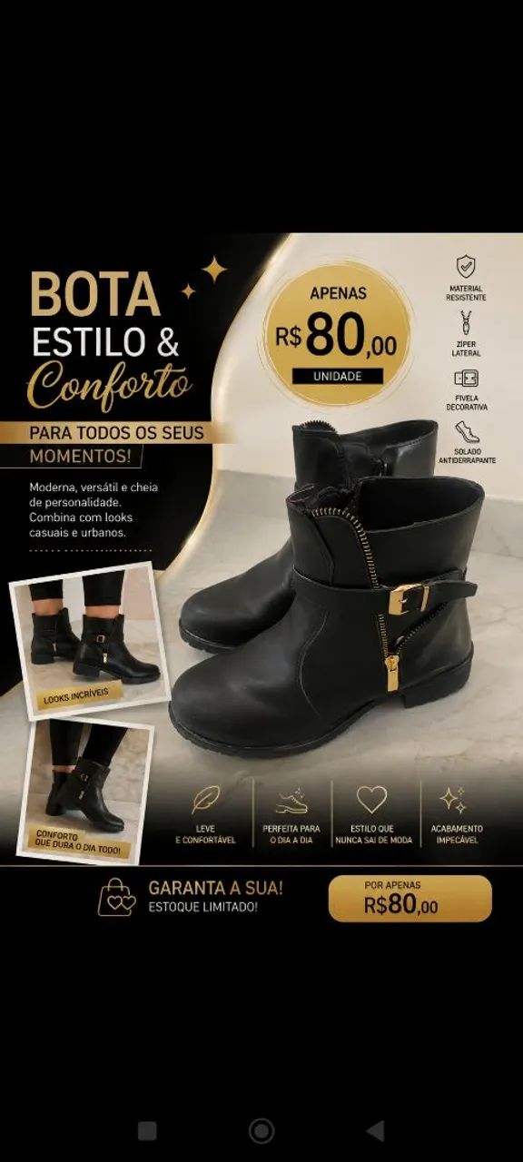 Vendo uma bota usada apenas uma vez